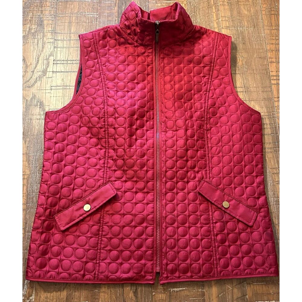 Allison Daley Women's Red Burgundy Size 8 Petite Sleeveless Vest Full Zip Pocket
